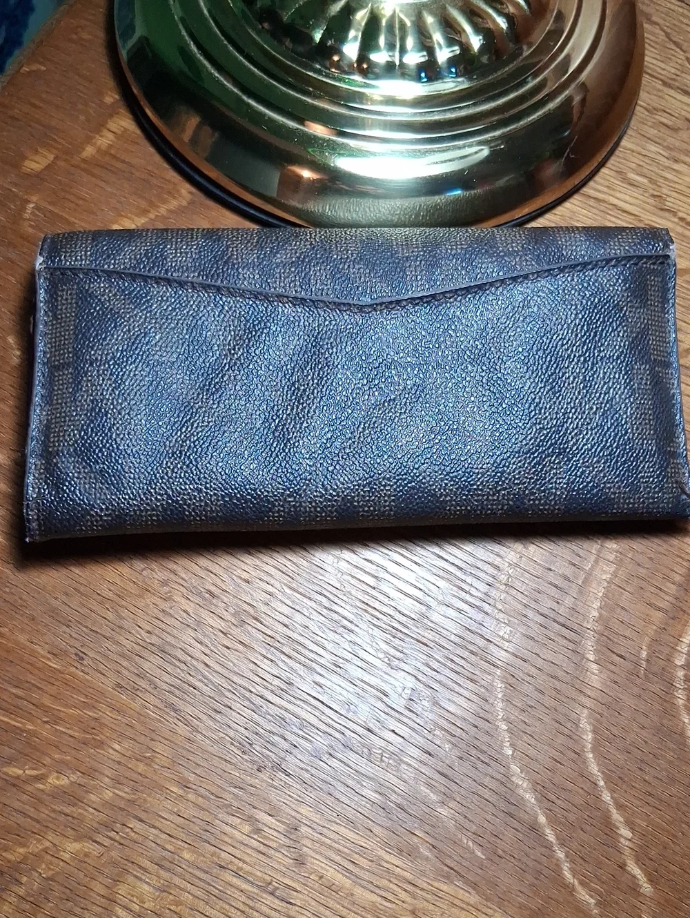 MK Logo Leather Snap Wallet